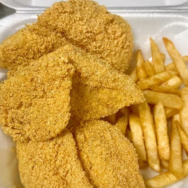 3 Pieces Fish & 5 Pieces Jumbo Shrimp.